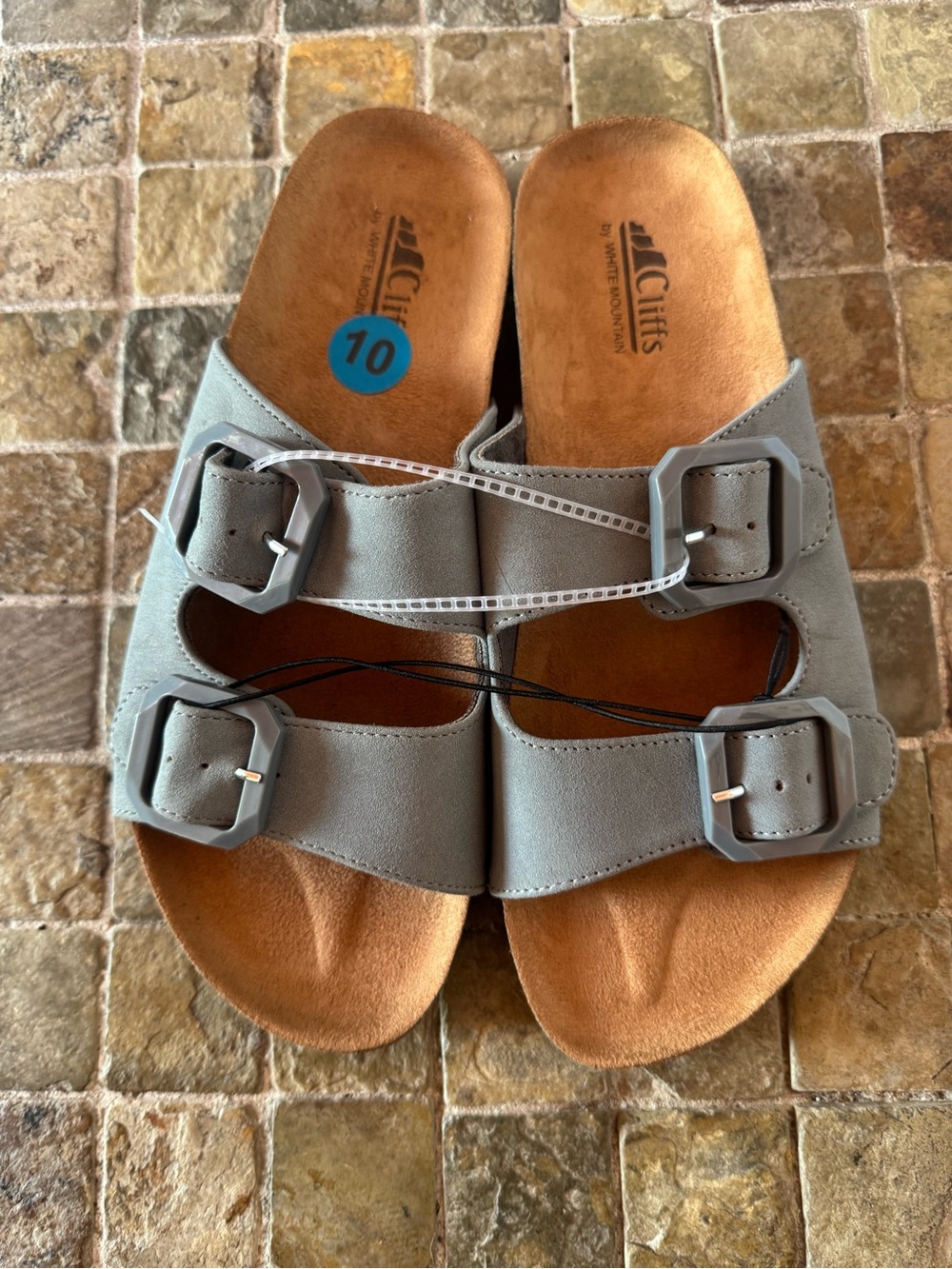 Cliffs by WHITE MOUNTAIN blue/Gray Double-Buckle Slide Sandals